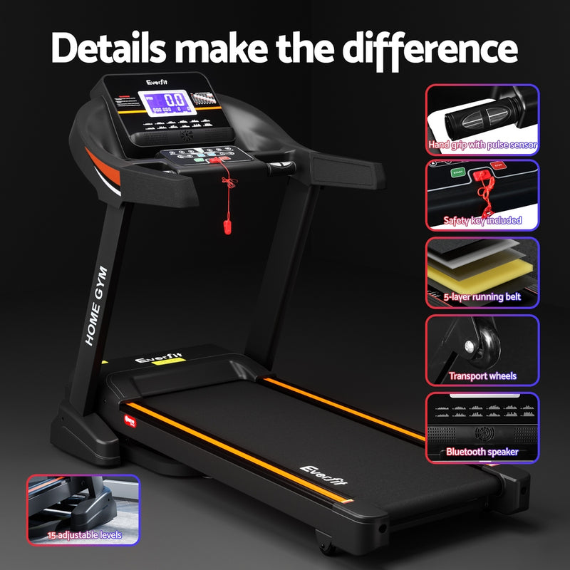 Danoz Fitness - Everfit Treadmill Electric Auto Incline Home Gym Fitness Exercise Machine 490mm - Free Delivery