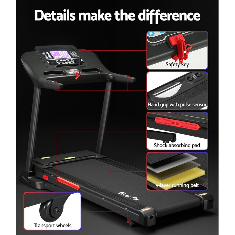 Danoz Fitness - Everfit Treadmill Electric Auto Incline Home Gym Fitness Exercise Machine 520mm - Free Postrage