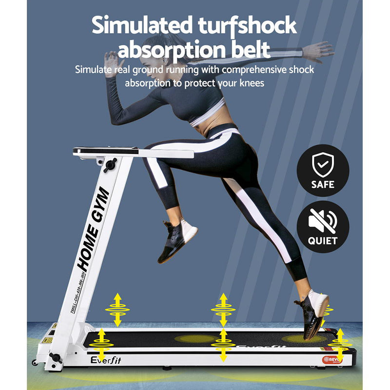 Danoz Fitness - Everfit Treadmill Electric Home Gym Fitness Exercise Fully Foldable 420mm White - Incl Delivery