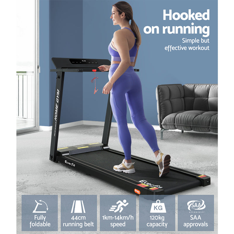 Danoz Fitness - Everfit Treadmill Electric Home Gym Fitness Exercise Fully Foldable 450mm Black - Free Delivery