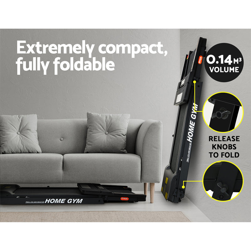 Danoz Fitness - Everfit Treadmill Electric Home Gym Fitness Exercise Fully Foldable 450mm Black - Free Delivery