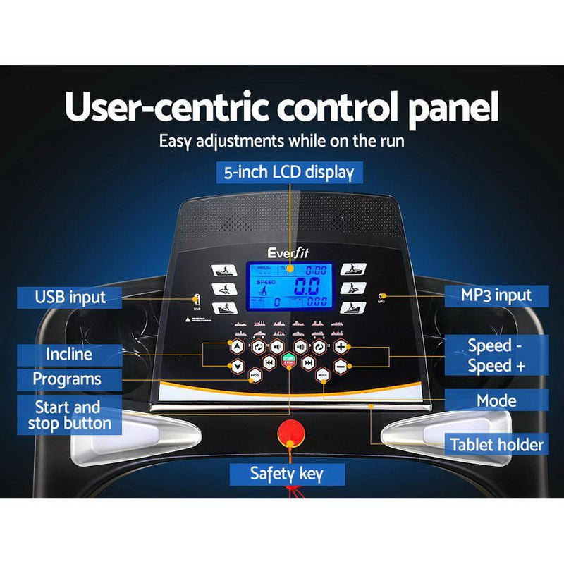 Danoz Fitness - Everfit Treadmill Electric Auto Incline Spring Home Gym Fitness Exercise 480mm - Incl. Delivery