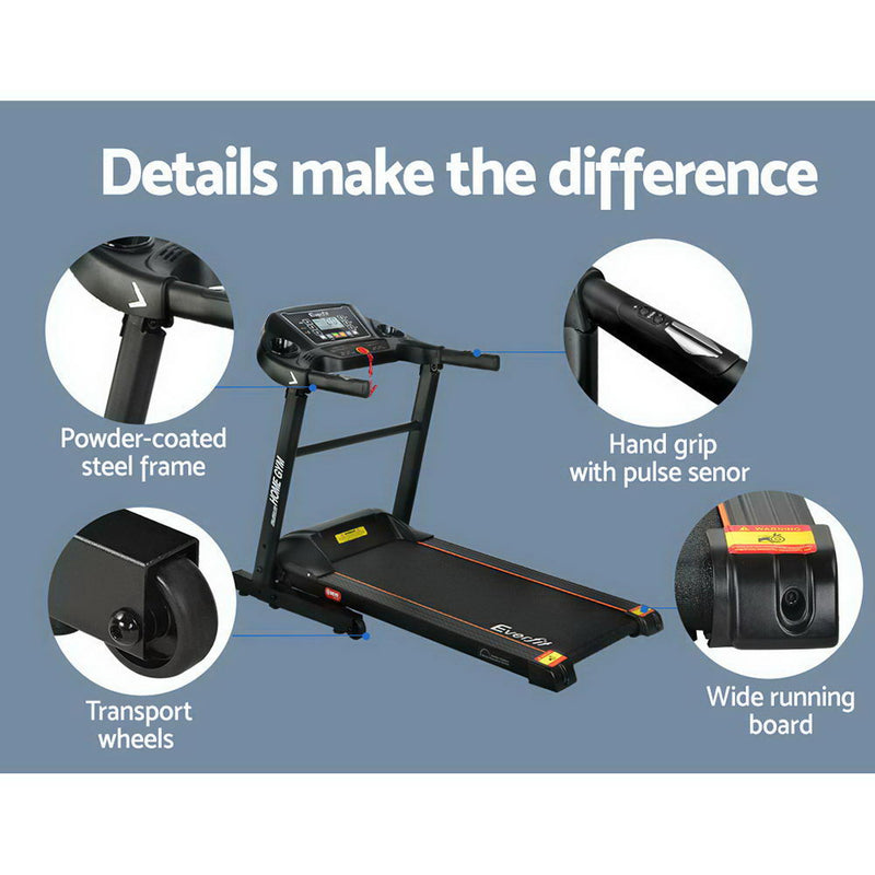 Danoz Fitness - Everfit Treadmill Electric Home Gym Fitness Exercise Machine Foldable 400mm - Incl. Postage