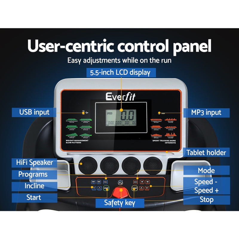 Danoz Fitness - Everfit Treadmill Electric Auto Level Incline Home Gym Fitness Exercise 450mm - Free Delivery