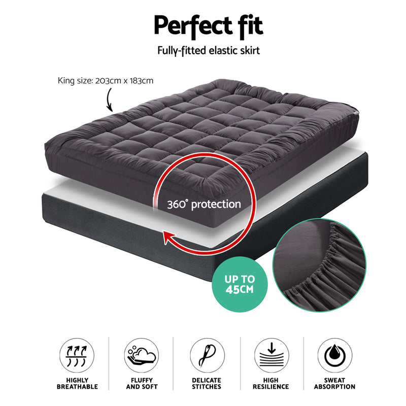 Danoz Direct - Giselle Bedding Mattress Topper Pillowtop Bamboo Charcoal King