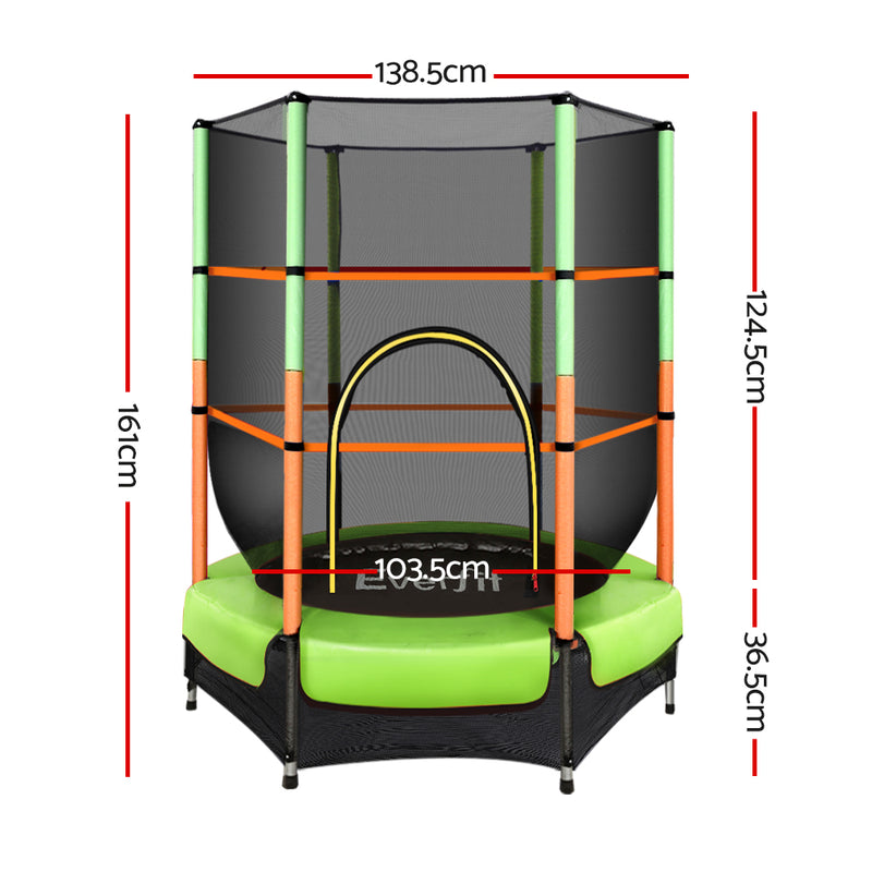 Danoz Sports - Everfit 4.5FT Trampoline for Kids w/ Enclosure Safety Net Rebounder Gift Green