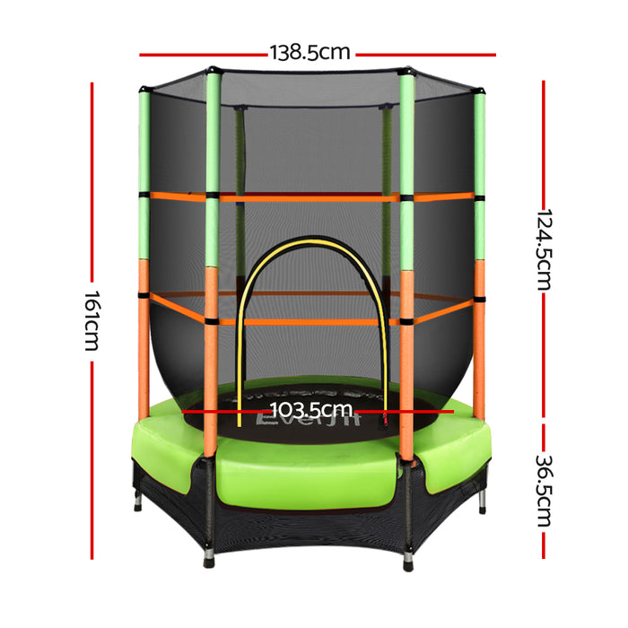 Danoz Sports - Everfit 4.5FT Trampoline for Kids w/ Enclosure Safety Net Rebounder Gift Green - Incl. Delivery