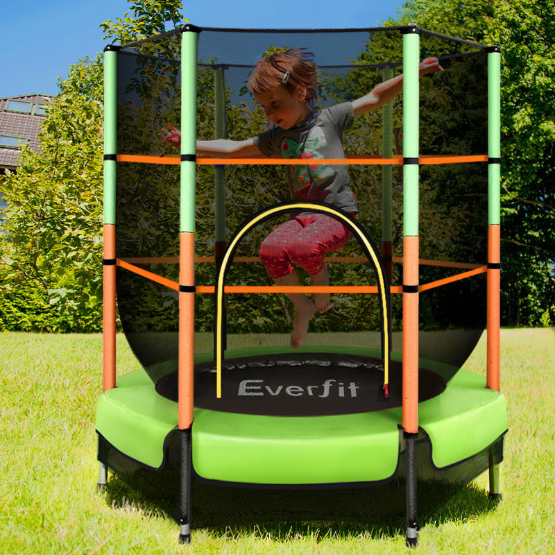 Danoz Sports - Everfit 4.5FT Trampoline for Kids w/ Enclosure Safety Net Rebounder Gift Green