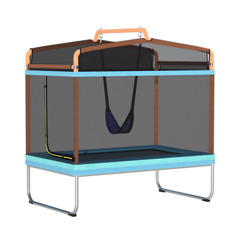 Danoz Sports - Everfit 6FT Trampoline for Kids w/ Enclosure Safety Net Swing Rectangle Orange