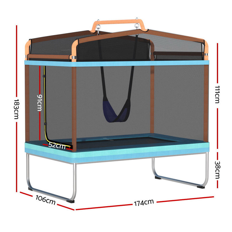 Danoz Sports - Everfit 6FT Trampoline for Kids w/ Enclosure Safety Net Swing Rectangle Orange