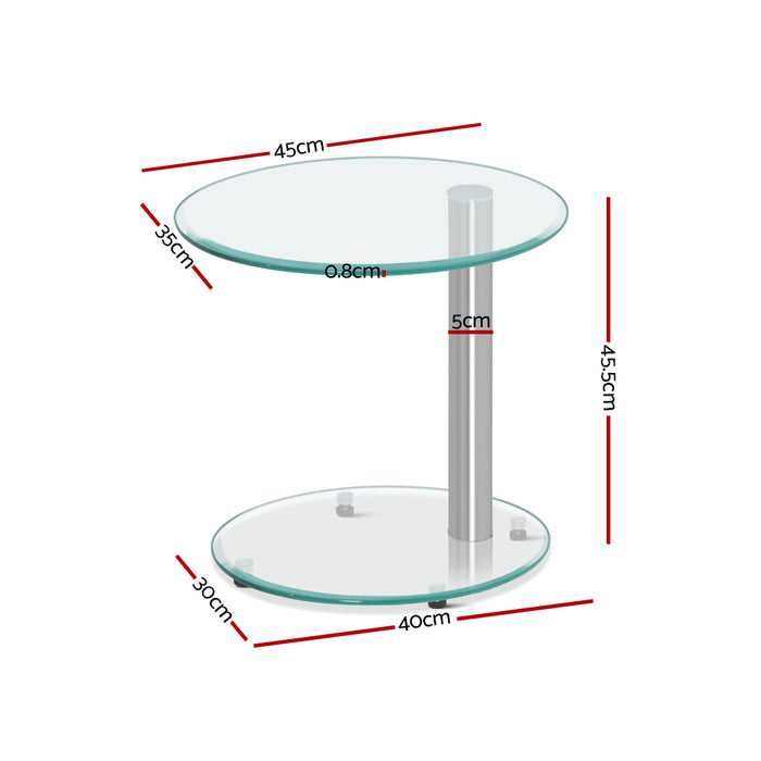 Danoz Furniture🪑Artiss Coffee Table Round Tempered Glass Side End Beside Tables Cafe 45cm