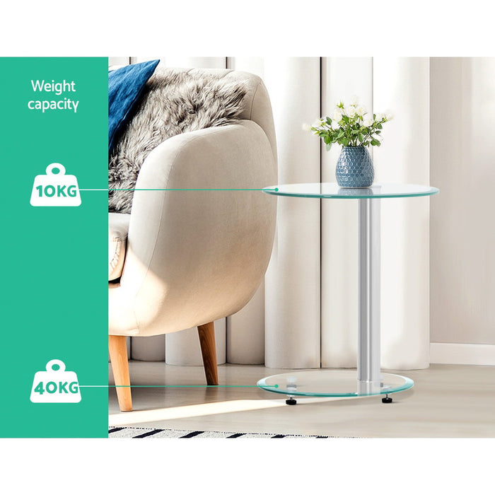 Danoz Furniture🪑Artiss Coffee Table Round Tempered Glass Side End Beside Tables Cafe 45cm