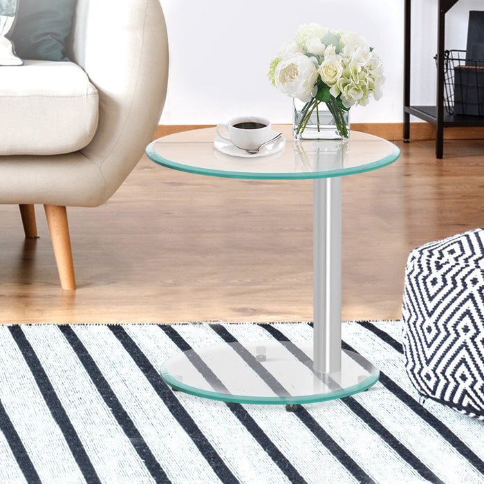 Danoz Furniture🪑Artiss Coffee Table Round Tempered Glass Side End Beside Tables Cafe 45cm