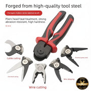 Set of pliers with different attachments on a white background, highlighting their versatility.