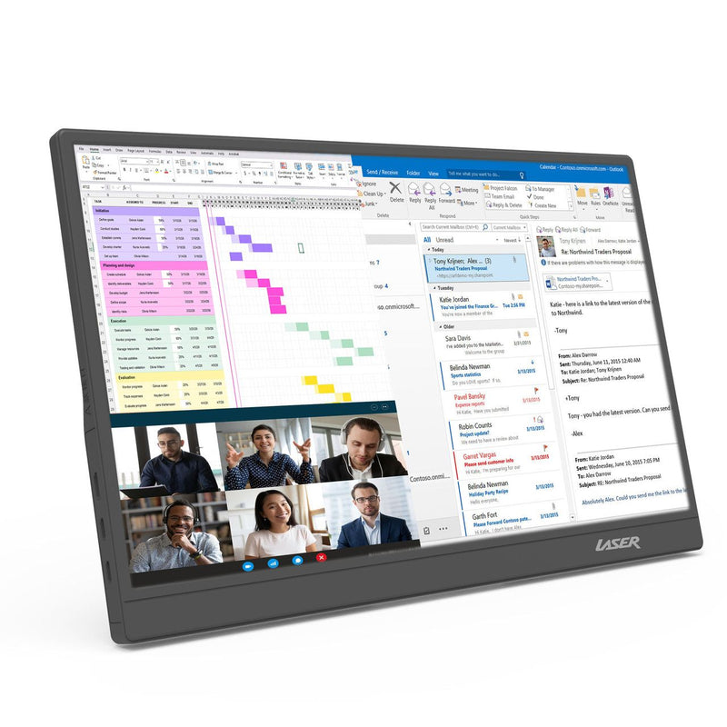 Danoz DeviceSmart – Your Second Screen, Anywhere! Laser 15.6" Full HD Portable Monitor with USB-C & HDMI, IPS Display, Built-in Speakers & Adjustable Stand 🖥️💻✨
