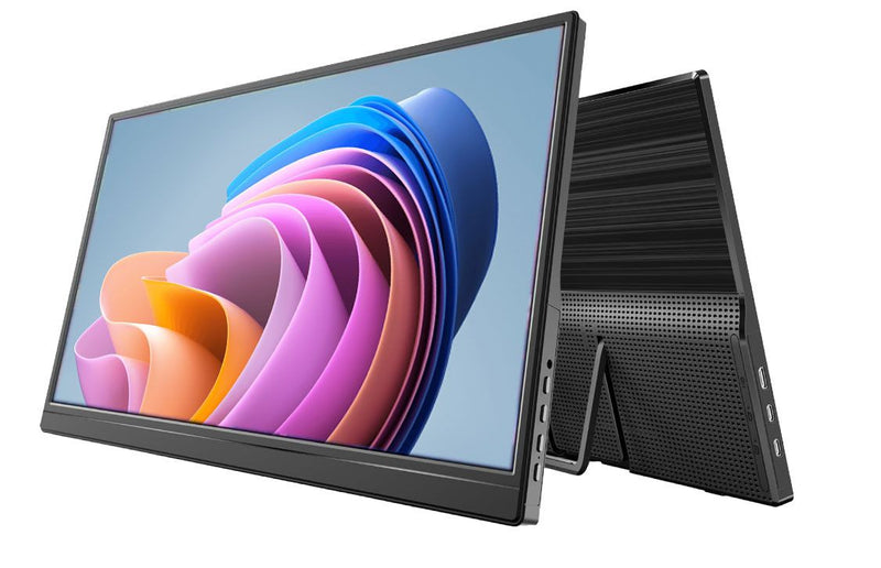 Danoz DeviceSmart – Your Second Screen, Anywhere! Laser 15.6" Full HD Portable Monitor with USB-C & HDMI, IPS Display, Built-in Speakers & Adjustable Stand 🖥️💻✨