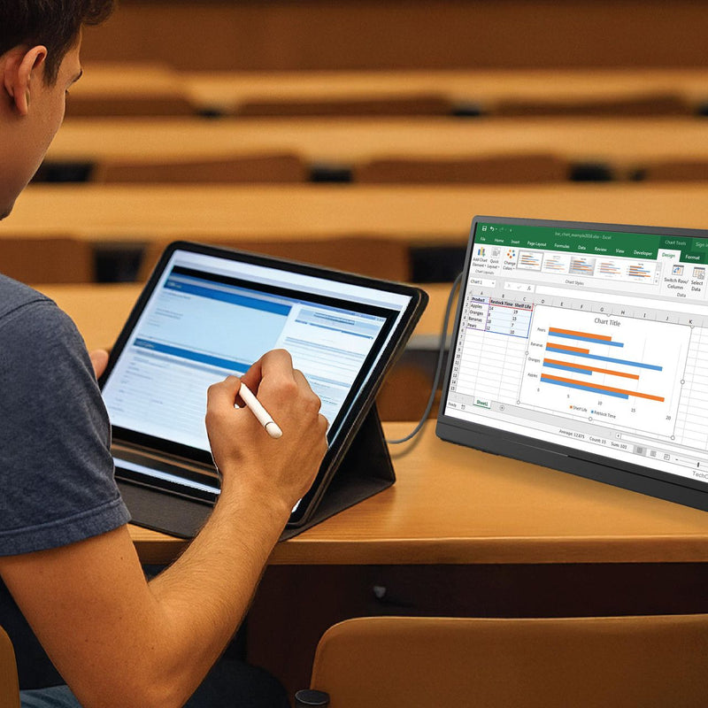 Danoz DeviceSmart – Your Second Screen, Anywhere! Laser 15.6" Full HD Portable Monitor with USB-C & HDMI, IPS Display, Built-in Speakers & Adjustable Stand 🖥️💻✨