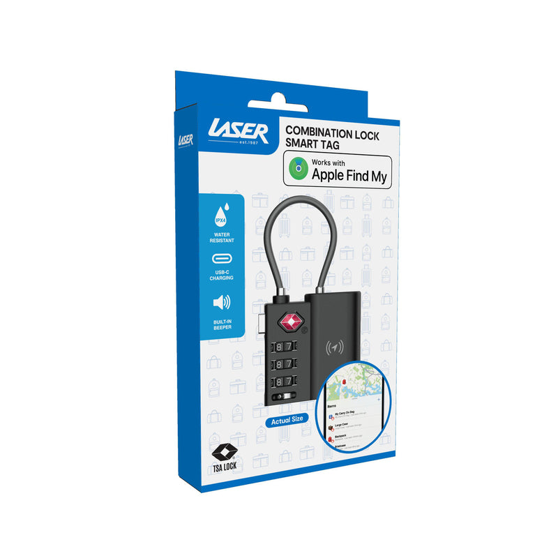 Danoz Smart - Laser TSA Lock Smart Tag with Rechargeable Battery Black