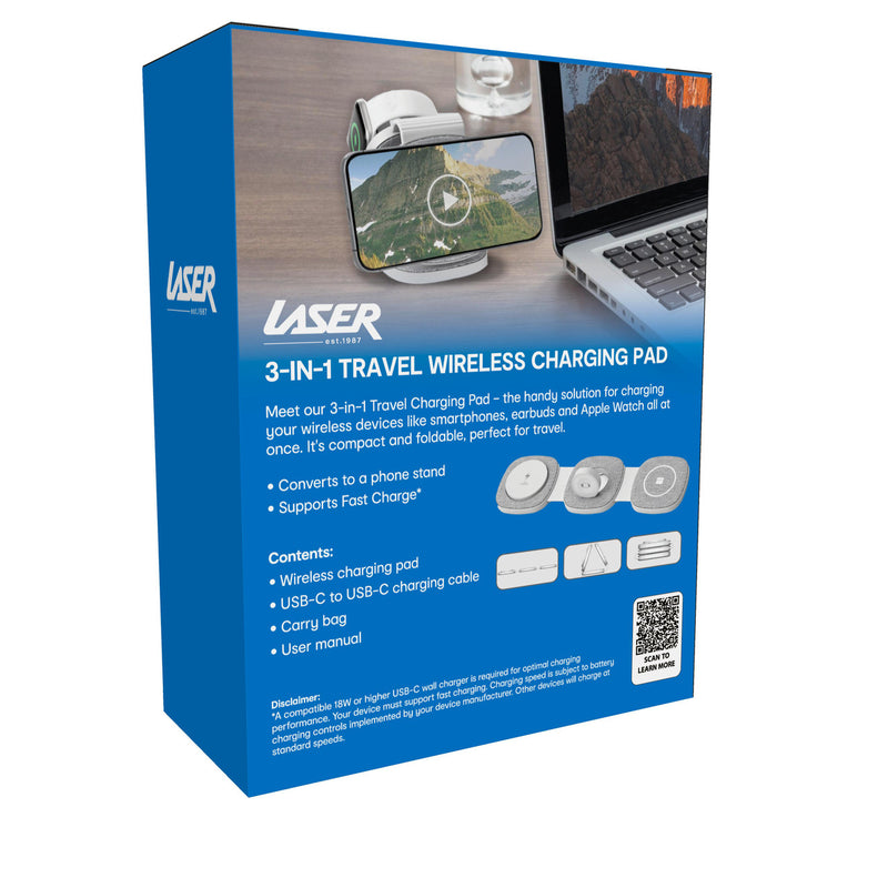 Danoz Smart - Laser 3-in-1 Travel Wireless Charging Pad for Apple