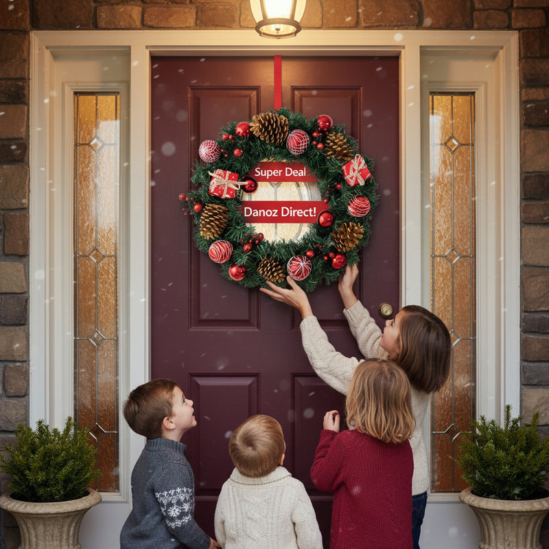 Deck the halls with festive flair! This Danoz Christmas wreath brings instant holiday magic to your front door or any wall in your home