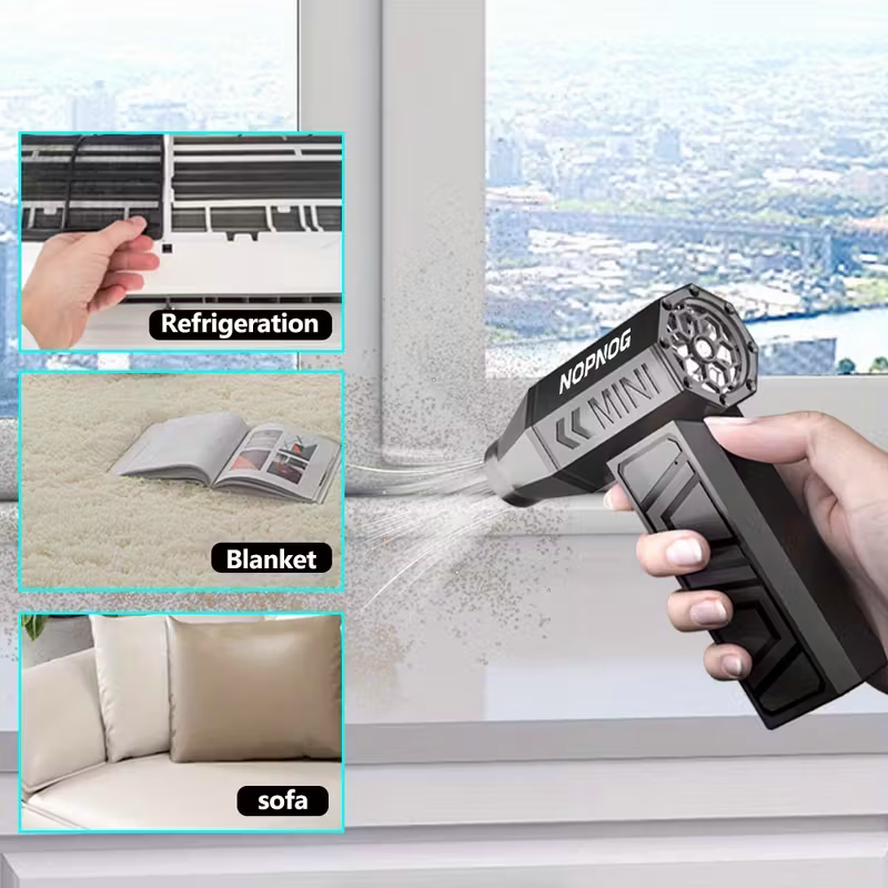 Danoz CleanSmart - Wireless turbojet dust collector, 130,000 RPM power, lightweight ABS jet hair dryer, a multi-scenario cleaning tool for home, office, car and camping