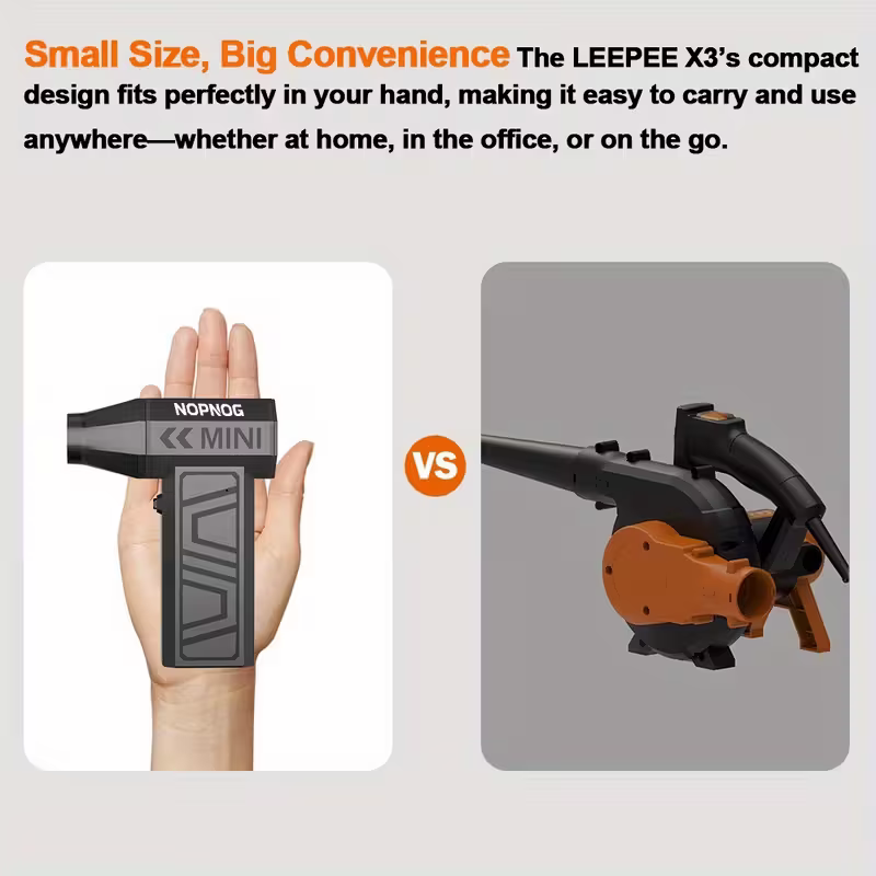 Danoz CleanSmart - Wireless turbojet dust collector, 130,000 RPM power, lightweight ABS jet hair dryer, a multi-scenario cleaning tool for home, office, car and camping