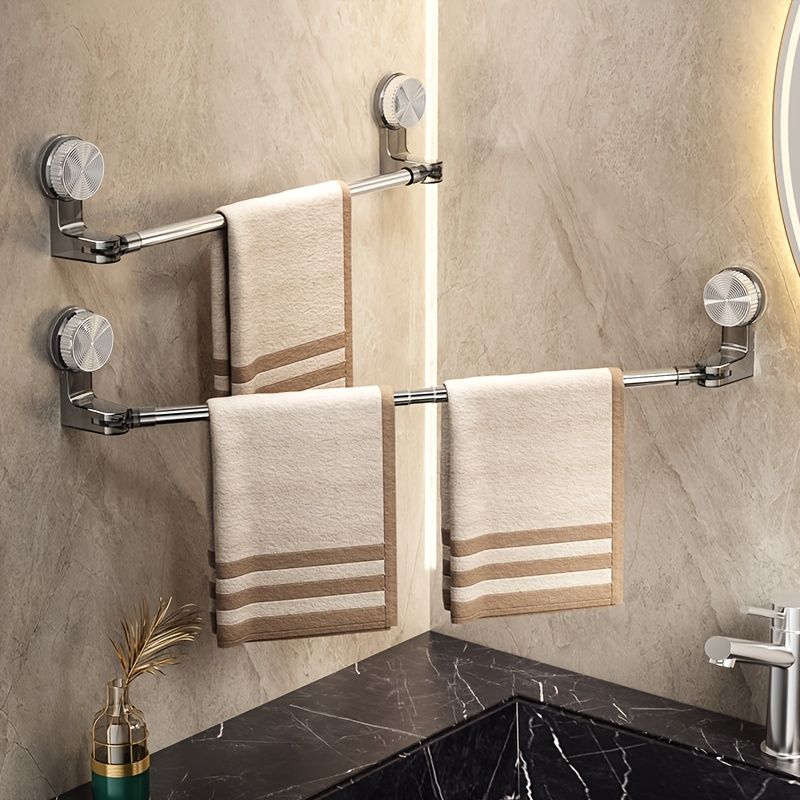 🚿 Danoz BathroomSmart | Retractable Stainless Steel Suction Cup Towel Rack | No Drilling | Strong Hold | Shower, Balcony & Bathroom Storage