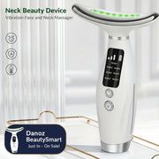Neck beauty device with digital display on a white background