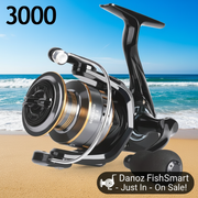 Fishing reel with '3000' label on a white background