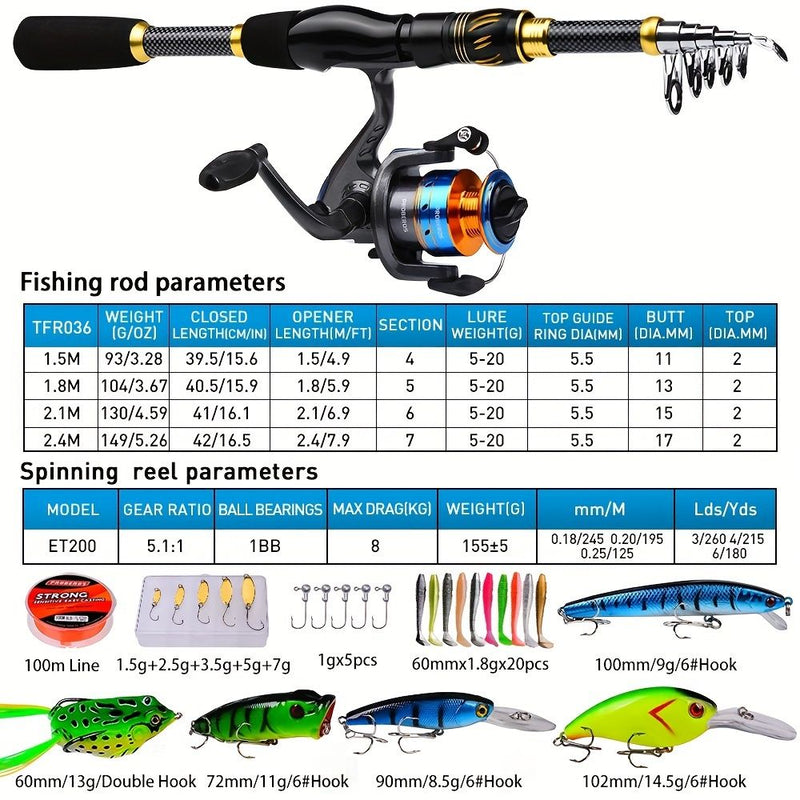 🎣 Danoz FishSmart | Proberos Complete Fishing Rod & Reel Set | 1.8M Rod | Spinning Reel | Line, Lures, Hooks & Carry Bag Included | Free AU Postage