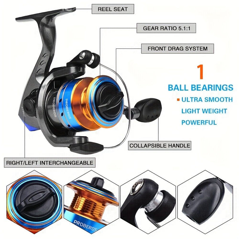 🎣 Danoz FishSmart | Proberos Complete Fishing Rod & Reel Set | 1.8M Rod | Spinning Reel | Line, Lures, Hooks & Carry Bag Included | Free AU Postage