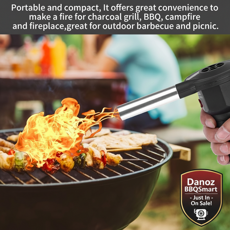 Portable fire starter being used to cook food on a grill outdoors.