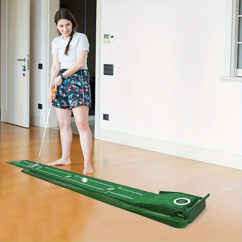 ⛳ Danoz GolfSmart | 8-Foot Indoor Golf Putting Mat | Auto Ball Return | Distance Markings | Removable Hole Plug | Home, Office & Outdoor Use