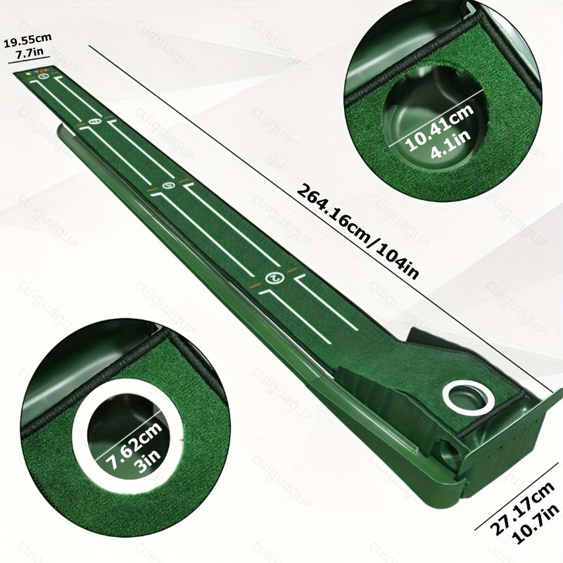 ⛳ Danoz GolfSmart | 8-Foot Indoor Golf Putting Mat | Auto Ball Return | Distance Markings | Removable Hole Plug | Home, Office & Outdoor Use