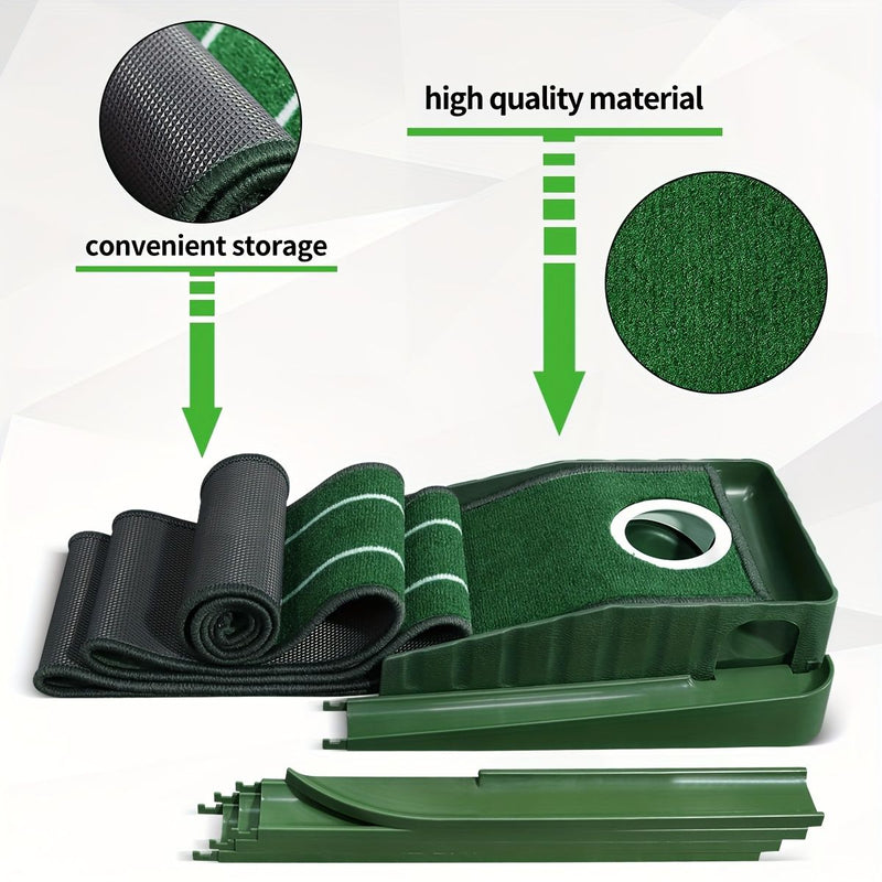 ⛳ Danoz GolfSmart | 8-Foot Indoor Golf Putting Mat | Auto Ball Return | Distance Markings | Removable Hole Plug | Home, Office & Outdoor Use