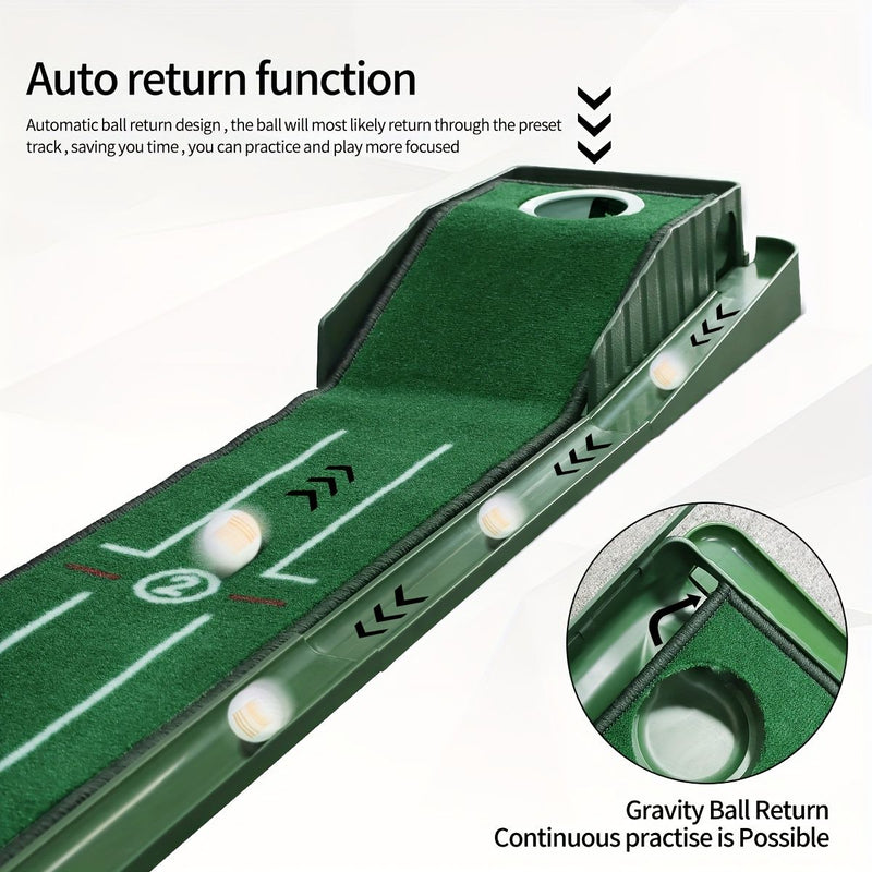 ⛳ Danoz GolfSmart | 8-Foot Indoor Golf Putting Mat | Auto Ball Return | Distance Markings | Removable Hole Plug | Home, Office & Outdoor Use