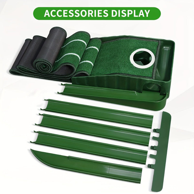 ⛳ Danoz GolfSmart | 8-Foot Indoor Golf Putting Mat | Auto Ball Return | Distance Markings | Removable Hole Plug | Home, Office & Outdoor Use