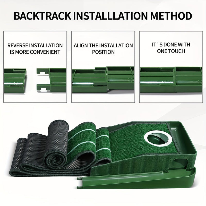 ⛳ Danoz GolfSmart | 8-Foot Indoor Golf Putting Mat | Auto Ball Return | Distance Markings | Removable Hole Plug | Home, Office & Outdoor Use