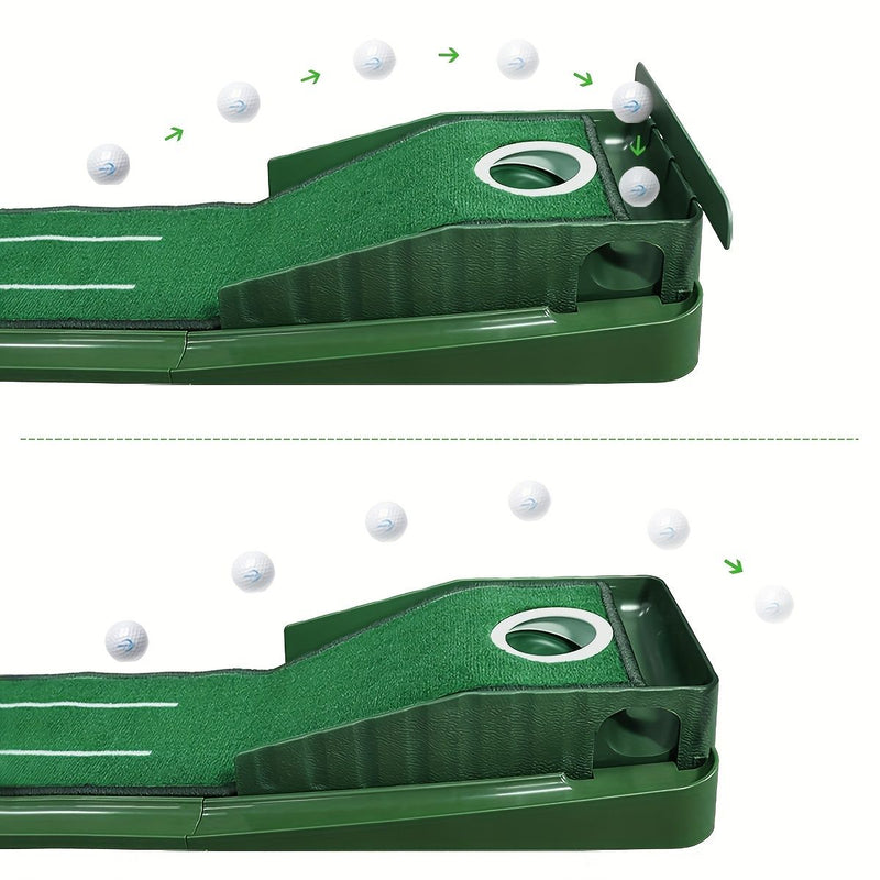 ⛳ Danoz GolfSmart | 8-Foot Indoor Golf Putting Mat | Auto Ball Return | Distance Markings | Removable Hole Plug | Home, Office & Outdoor Use