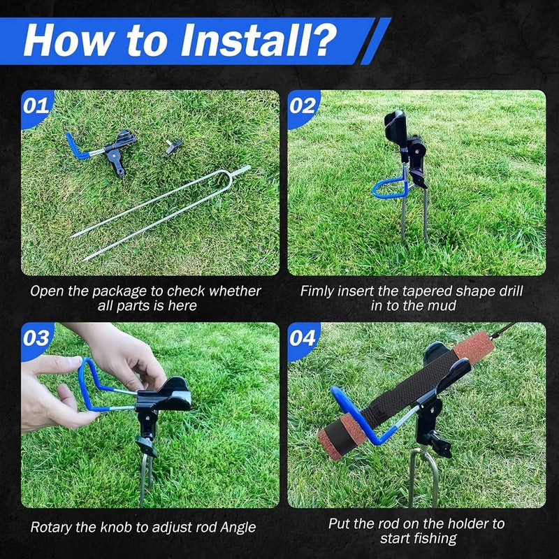 🎣 Danoz FishSmart | Universal All-Terrain Fishing Rod Holder | 420g | 360° Silicone Tube | 3-Pronged Ground Stake | Shore, Beach & Bank Fishing