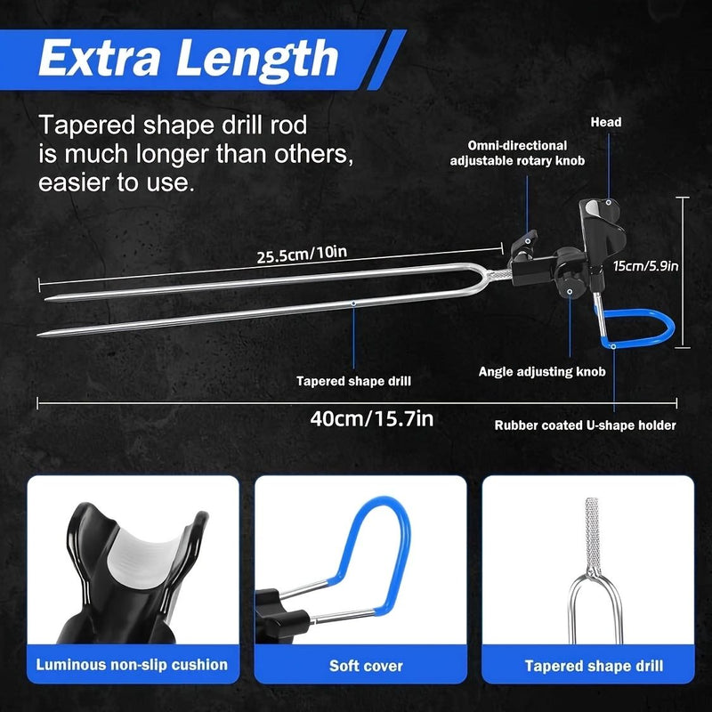 🎣 Danoz FishSmart | Universal All-Terrain Fishing Rod Holder | 420g | 360° Silicone Tube | 3-Pronged Ground Stake | Shore, Beach & Bank Fishing