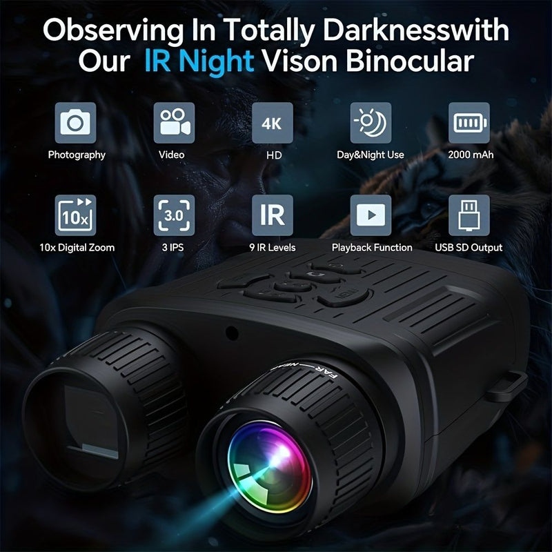 🔭 Danoz VisionSmart | 4K Night Vision Binoculars | 36MP | 10x Magnification | Infrared | HD Screen | USB Rechargeable | 100% Dark Vision