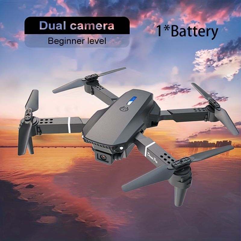Drone with dual camera and 1 battery on a scenic background