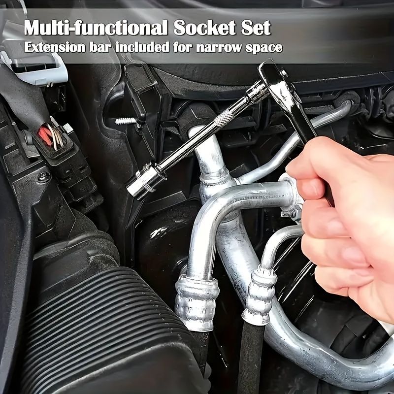 🔧 Danoz ToolSmart | 46-Piece Socket Wrench Tool Set | Cr-V Steel | SAE & Metric | Ratchet Handle | Plastic Toolbox | Home & Auto