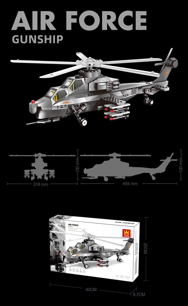 Christmas gift WZ-10 Attack Helicopter Building Blocks Set, 264 Pieces Military Model Kit for Kids Aged 6+ & Enthusiasts（WZ10 helicopter gunship）