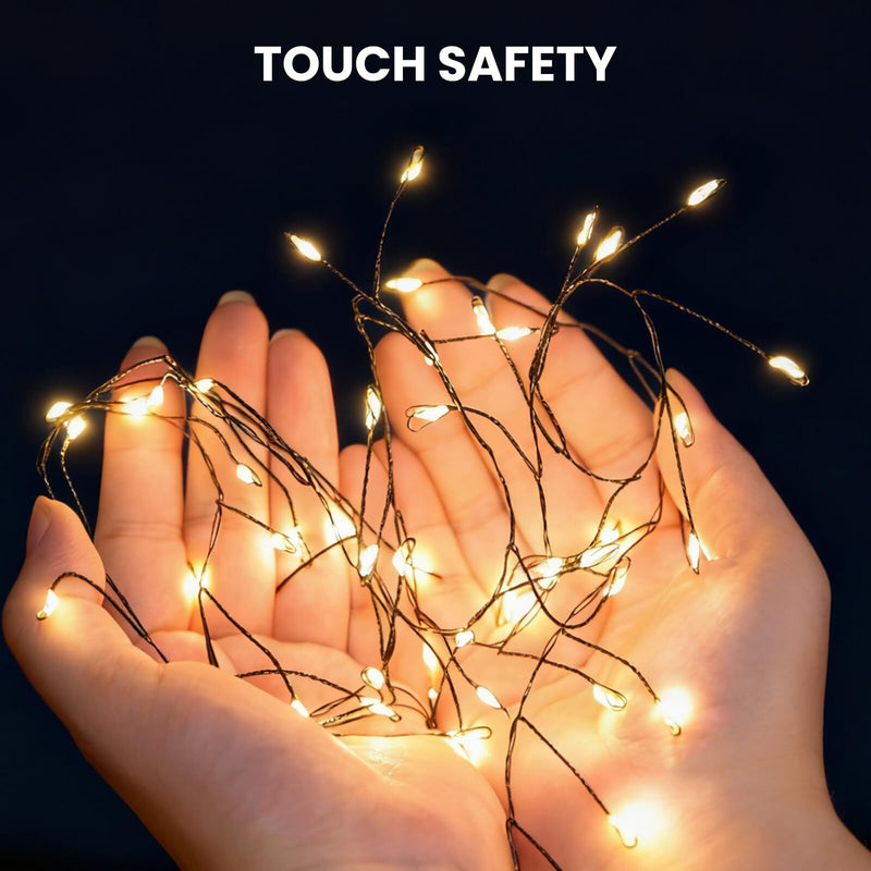 Danoz Xmas - 300 LED Warm White Fairy String Lights, 9m Green Wire, Battery-Operated, IP44 Waterproof with Timer for Christmas Decor (Batteries Not Included)