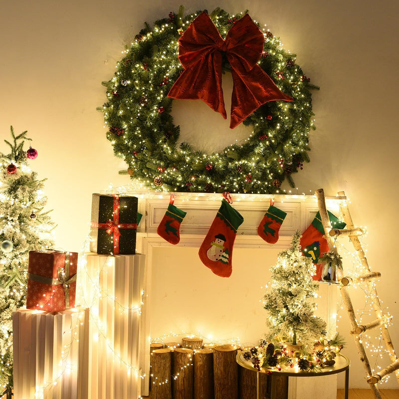 Danoz Xmas - 300 LED Warm White Fairy String Lights, 9m Green Wire, Battery-Operated, IP44 Waterproof with Timer for Christmas Decor (Batteries Not Included)