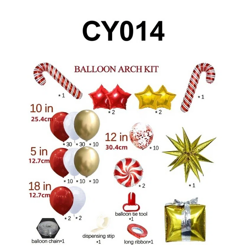 Danoz Xmas - Christmas Balloon Bundle: 2 Themed Kits (Arch + Tree) - Aluminum Foil & Latex Balloons