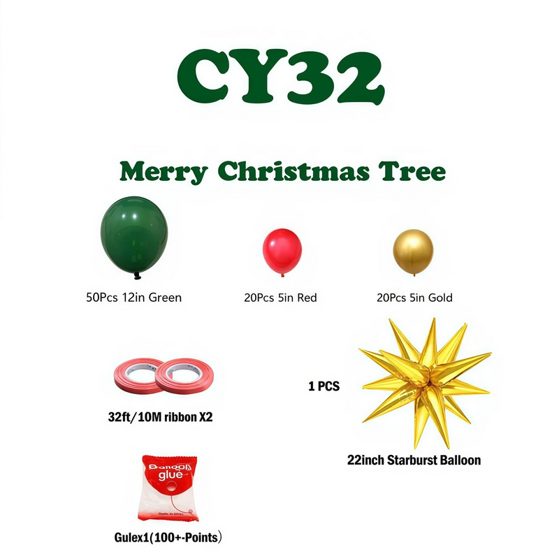 Danoz Xmas - Christmas Balloon Bundle: 2 Themed Kits (Arch + Tree) - Aluminum Foil & Latex Balloons