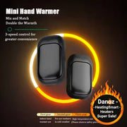 Mini hand warmers with 3-speed control on a dark background